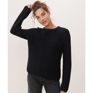 Jenni Kayne Black Cotton Knit Fisherman Pullover Sweater Women's Size XXL